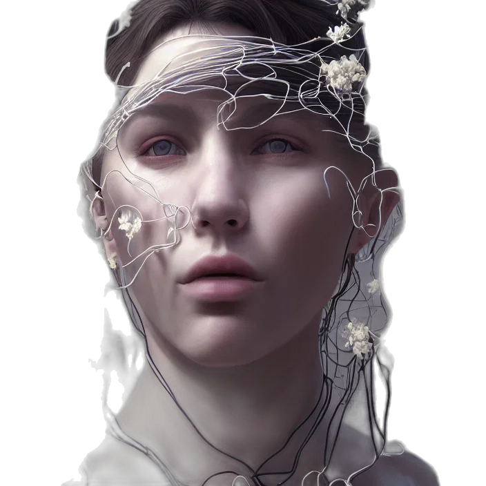 crown, face, robot, jewelry, cyberpunk, photorealistic, concept art, fantasy art transparent PNG cut-out