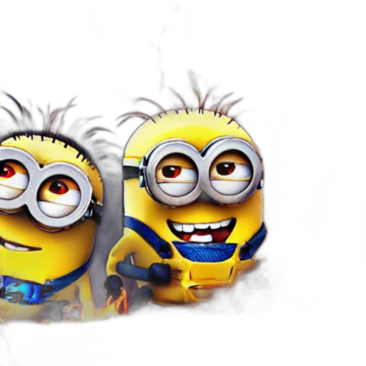 3d render, concept art, cartoon, photorealistic, minions, burning, hell transparent PNG cut-out