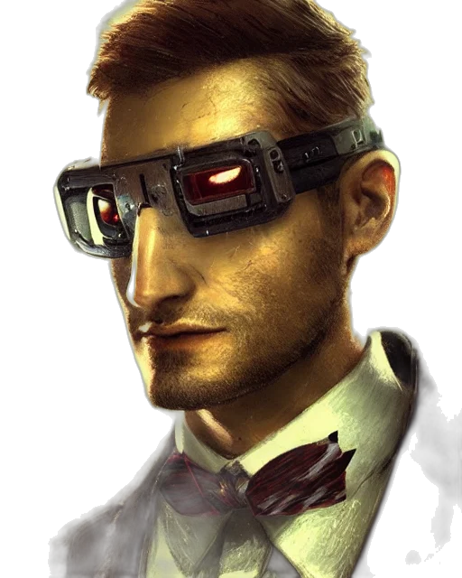robot, staff, face, cyberpunk transparent PNG cut-out