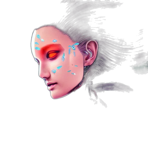 face, robot, mask, creature, cyberpunk, watercolor, fantasy art, concept art transparent PNG cut-out