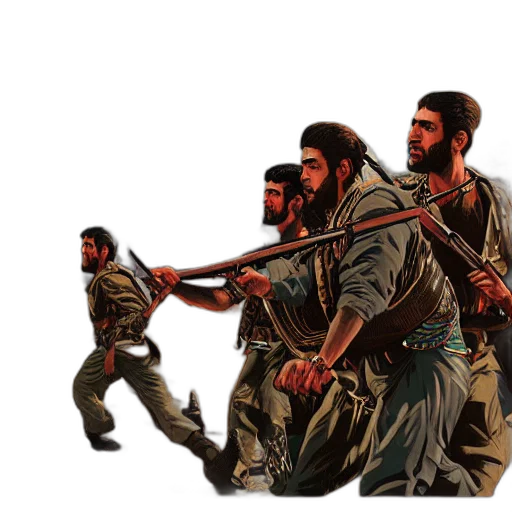 weapon, concept art, 3d render, pixel art, photorealistic, kurdish, freedom, fighters transparent PNG cut-out