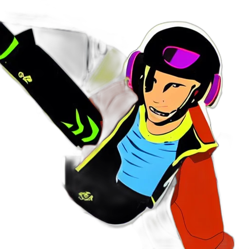 cartoon, anime, concept art, 3d render, neon, tony, hawk, jet transparent PNG cut-out