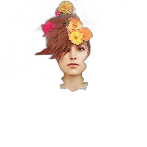 crown, hat, face, flower, photorealistic, concept art, fantasy art, pixel art transparent PNG cut-out