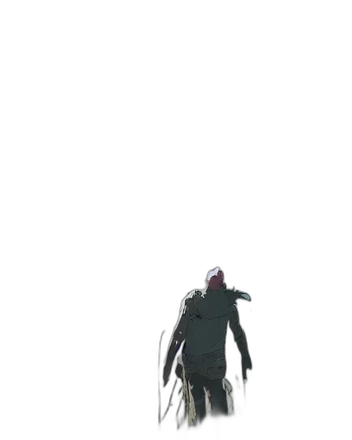creature, mask, robot, staff, concept art, cyberpunk, comic book art, 3d render transparent PNG cut-out