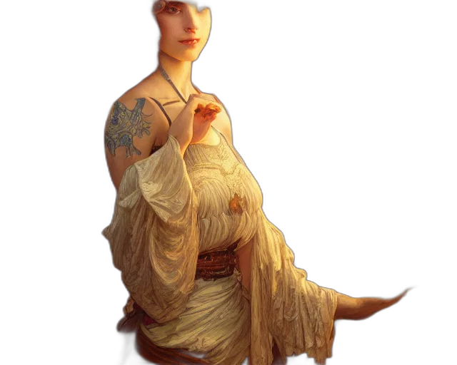dress, dragon, jewelry, staff transparent PNG cut-out