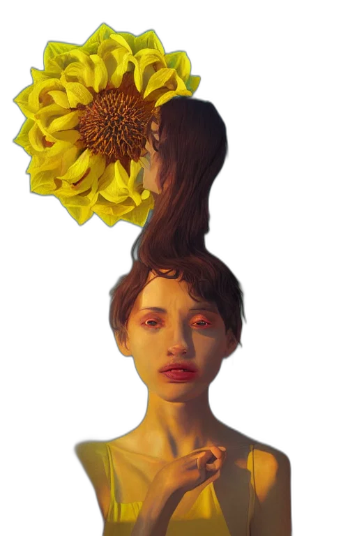 crown, flower, hair, hat, photorealistic, oil painting, concept art, 3d render transparent PNG cut-out