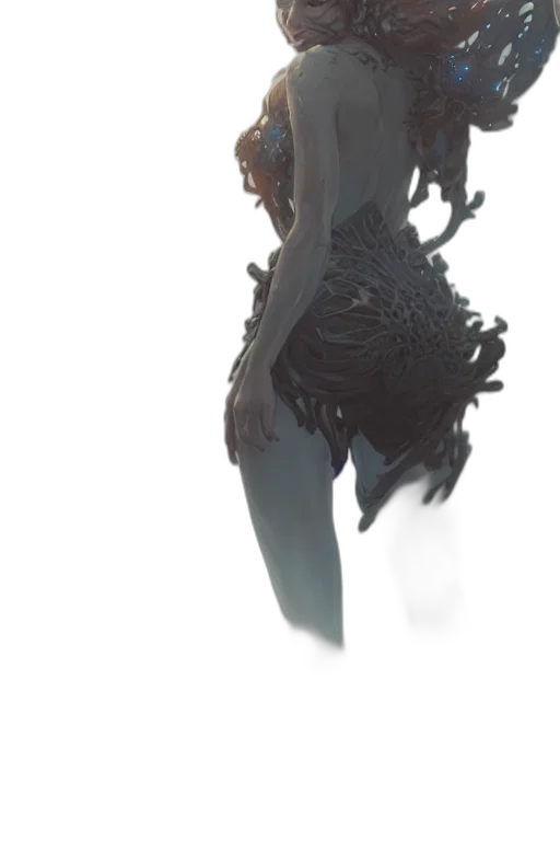 dress, creature, mask, dragon, concept art, 3d render, fantasy art, cyberpunk transparent PNG cut-out