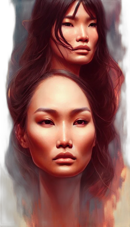 face, photorealistic, fantasy art, concept art, comic book art, fire, red, golden transparent PNG cut-out