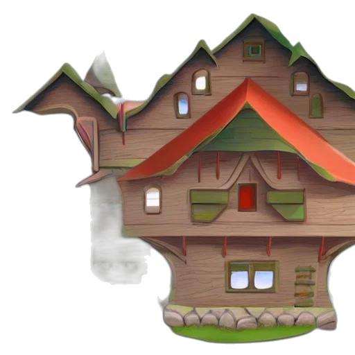 building, concept art, 3d render, pixel art transparent PNG cut-out