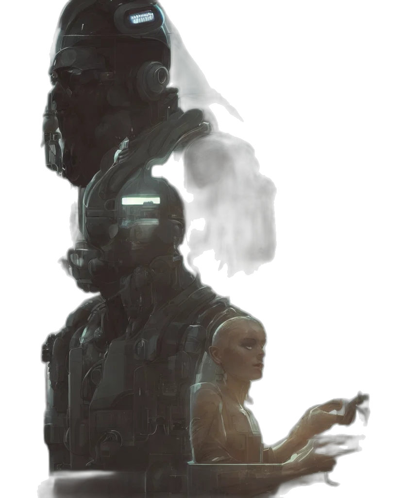 robot, mask, face, weapon transparent PNG cut-out