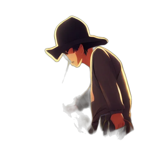 hat, jacket, mask, staff, pixel art, concept art, watercolor, cartoon transparent PNG cut-out