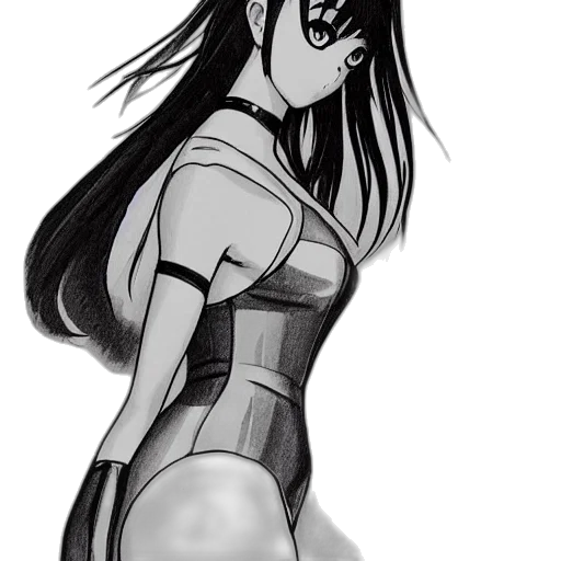 mask, dress, robot, creature, concept art, anime, cartoon, pencil sketch transparent PNG cut-out