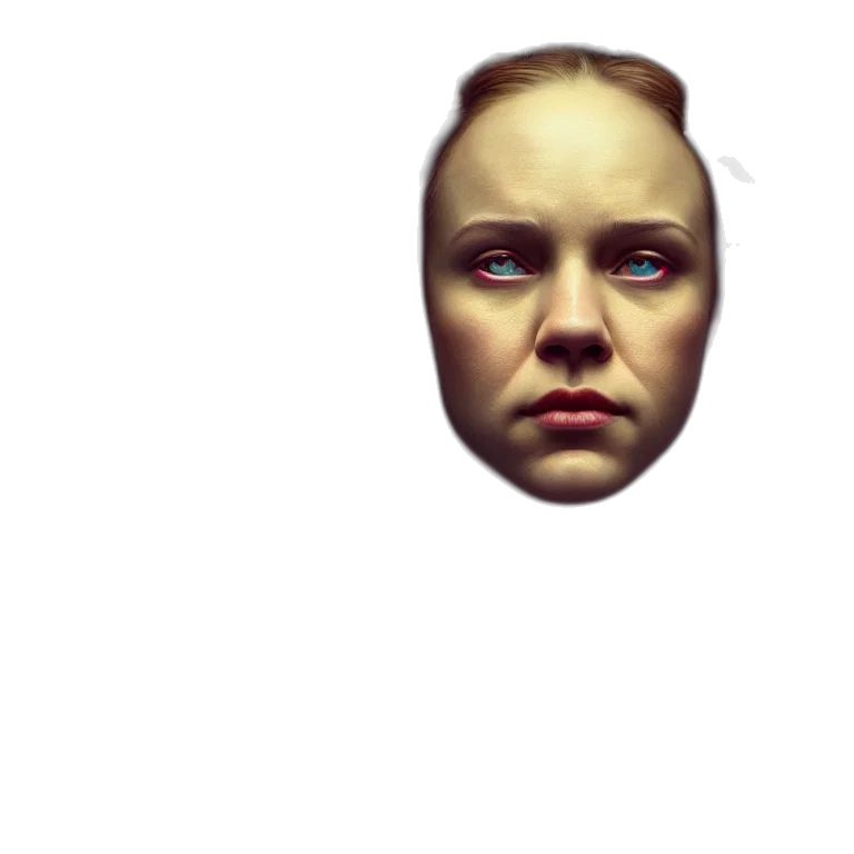 face, mask, creature, robot, pixel art, concept art, 3d render, photorealistic transparent PNG cut-out