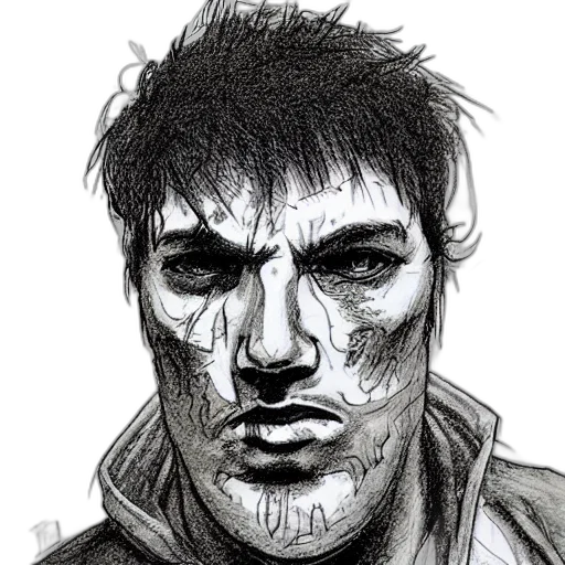 face, mask, jacket, comic book art transparent PNG cut-out