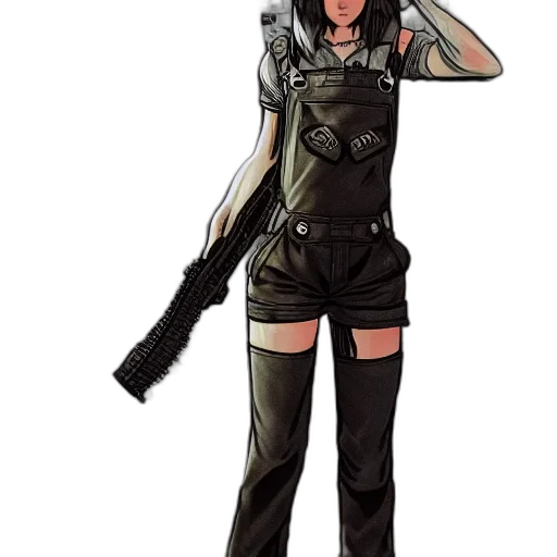 weapon, concept art, comic book art, cyberpunk, cartoon, dark, full, body transparent PNG cut-out
