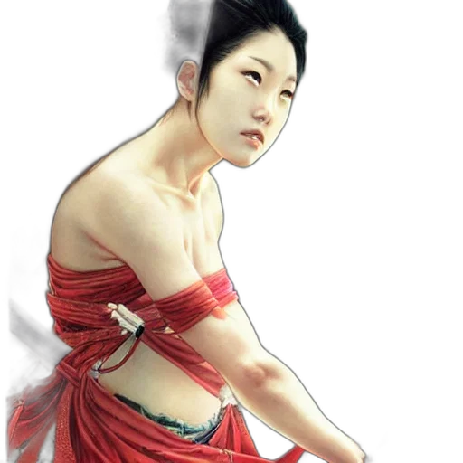 dress, jewelry, staff, photorealistic transparent PNG cut-out