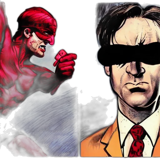 comic book art, concept art, red, matt, murdock, saul, goodman, art transparent PNG cut-out