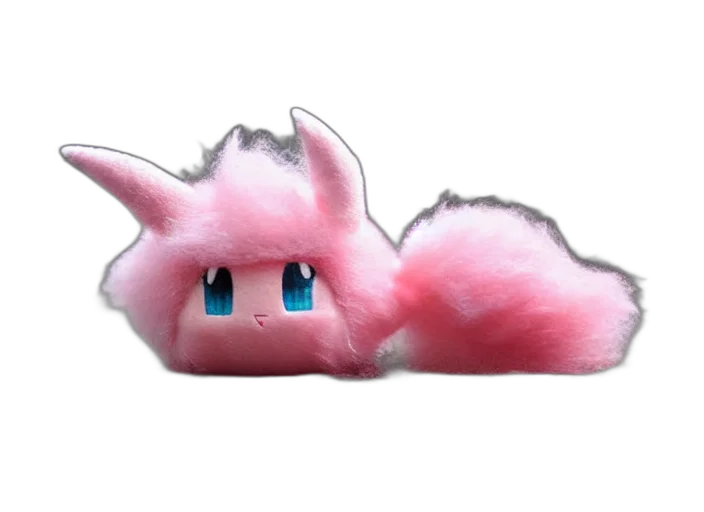 creature, hair, animal, hat, 3d render, concept art, vaporwave, photorealistic transparent PNG cut-out