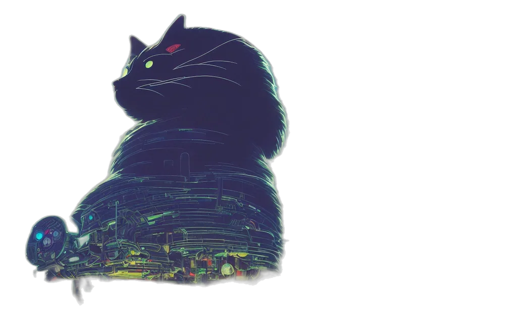 animal, creature, hat, robot, concept art, cyberpunk, 3d render, vaporwave transparent PNG cut-out
