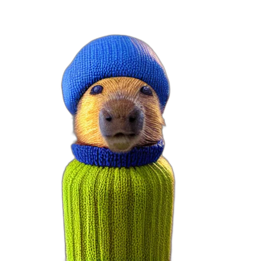 hat, animal, staff, creature, photorealistic, 3d render, photograph, knitted transparent PNG cut-out