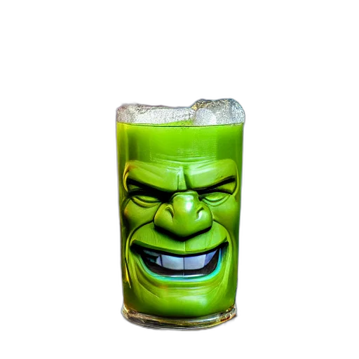 bottle, face, mask, food, 3d render, photorealistic, concept art, comic book art transparent PNG cut-out