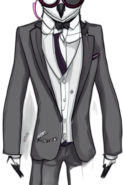 jacket, staff, cartoon, anime, concept art, comic book art, monochrome, dark transparent PNG cut-out