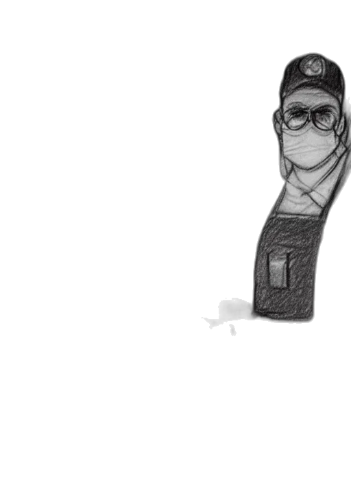 jacket, hat, face, staff transparent PNG cut-out