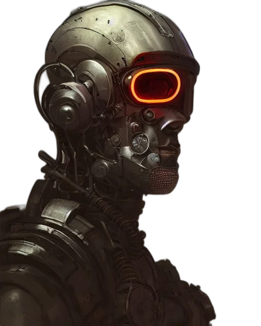 robot, face, mask, cyberpunk, concept art, comic book art, 3d render, outer space transparent PNG cut-out