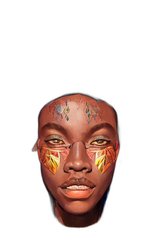 face, mask, crown, creature, photorealistic, fantasy art, concept art, 3d render transparent PNG cut-out