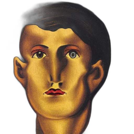 face, mask, robot, crown, photorealistic, oil painting, concept art, cartoon transparent PNG cut-out