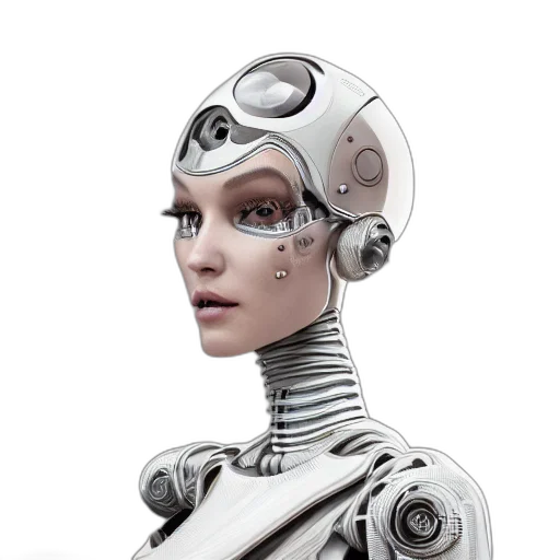 robot, face, 3d render, concept art transparent PNG cut-out