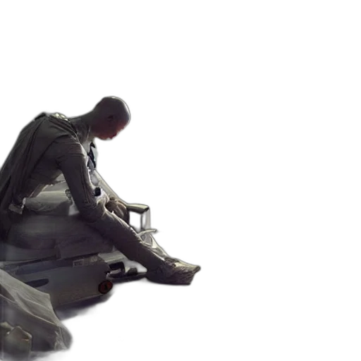 robot, shoes, weapon, jacket, concept art, cyberpunk, 3d render, outer space transparent PNG cut-out