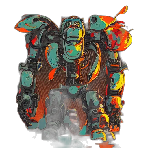 robot, creature, weapon, animal, concept art, watercolor, cyberpunk, pixel art transparent PNG cut-out