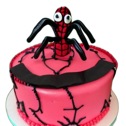 3d render, spider, birthday, cake, girls transparent PNG cut-out