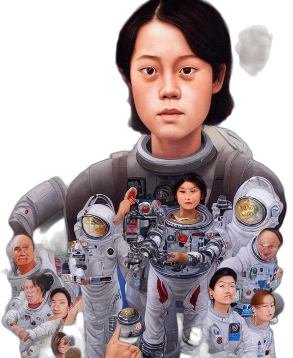 robot, face, concept art, photorealistic, comic book art, 3d render, outer space, underwater transparent PNG cut-out