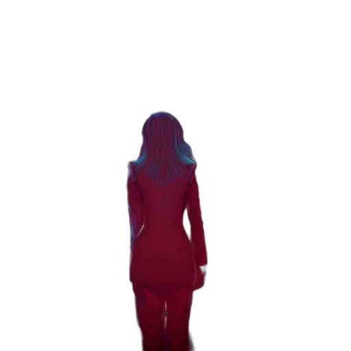dress, jacket, staff, robot, pixel art, 3d render, concept art, vaporwave transparent PNG cut-out