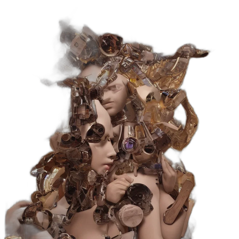 jewelry, crown, mask, hair, fantasy art, concept art, photorealistic, 3d render transparent PNG cut-out
