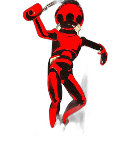 robot, mask, creature, staff, concept art, comic book art, 3d render, pixel art transparent PNG cut-out