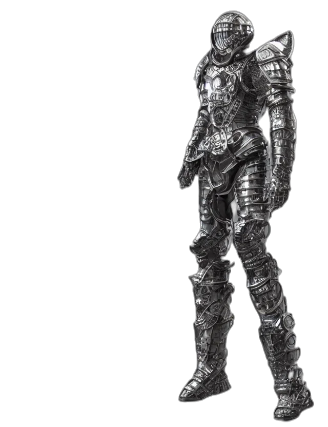 robot, staff, sword, weapon, concept art, 3d render, fantasy art, comic book art transparent PNG cut-out