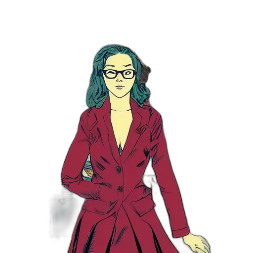 dress, jacket, staff, cartoon transparent PNG cut-out