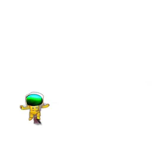 robot, creature, hat, weapon, pixel art, 3d render, concept art, outer space transparent PNG cut-out