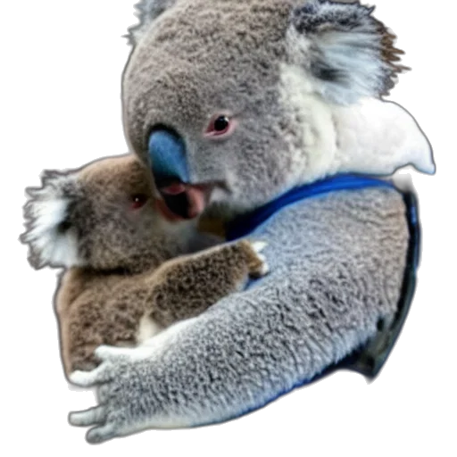 animal, creature, staff, photorealistic, 3d render, concept art, koala, wearing transparent PNG cut-out