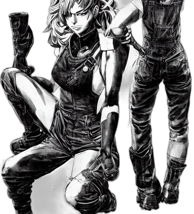 comic book art, cyberpunk, concept art, cartoon, monochrome, dark, full, body transparent PNG cut-out