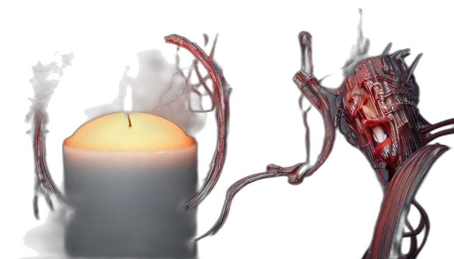 3d render, fire, candle, wax transparent PNG cut-out