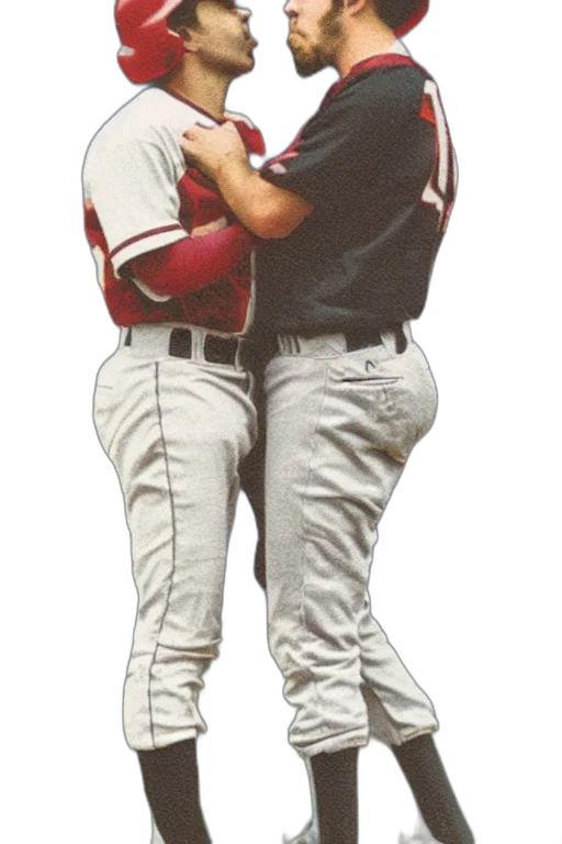 baseball, card, two, players, kissing transparent PNG cut-out