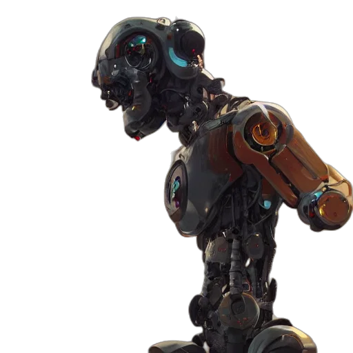 robot, 3d render, concept art, random transparent PNG cut-out