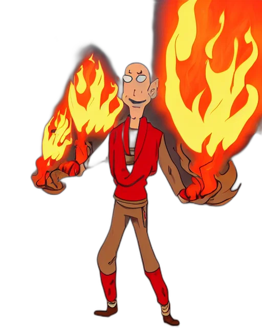 jacket, staff, cartoon, concept art, comic book art, pixel art, fire, squidward transparent PNG cut-out