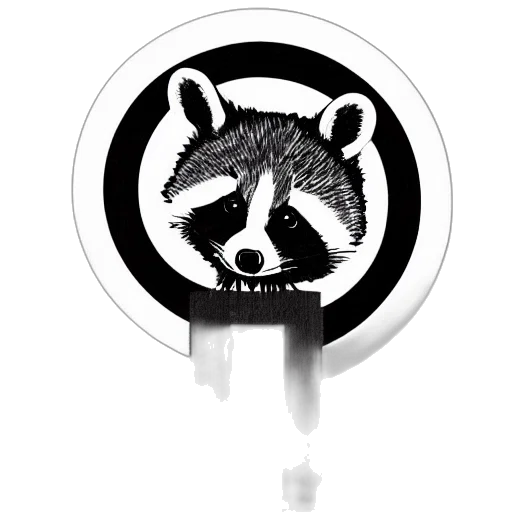 staff, concept art, pixel art, 3d render, cartoon, raccoon, bauhaus, poster transparent PNG cut-out