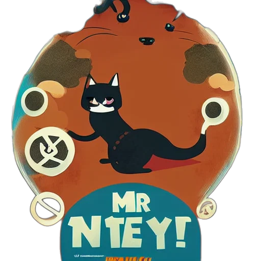 concept art, comic book art, cartoon, cat transparent PNG cut-out