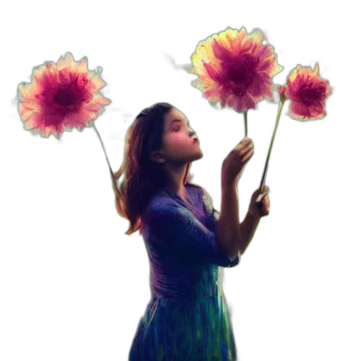 flower, photorealistic, oil painting, watercolor transparent PNG cut-out